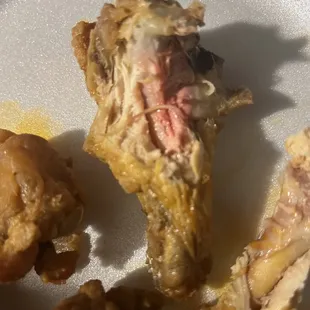 Raw pink chicken wing (it was squishy)