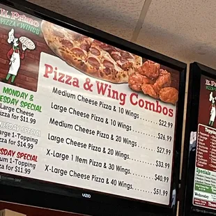 Menu with listed items they discontinued