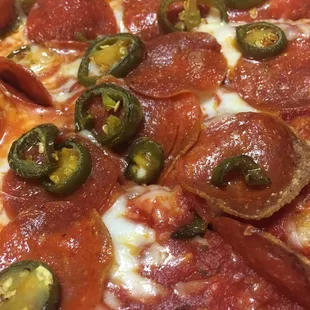 Delicious pepperoni &amp; jalapeños