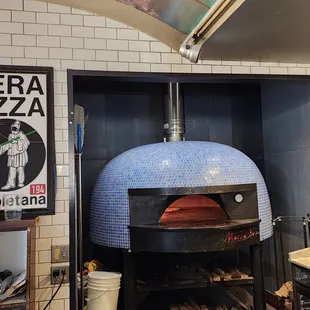 a pizza oven in a restaurant