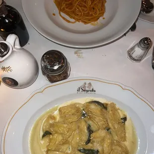 Corn Ravioli and Spaghetti