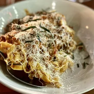 Fettuccine with braised beef Ragu