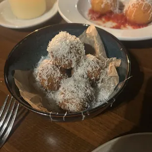 Green olives, wrapped in ground pork with grand padano.