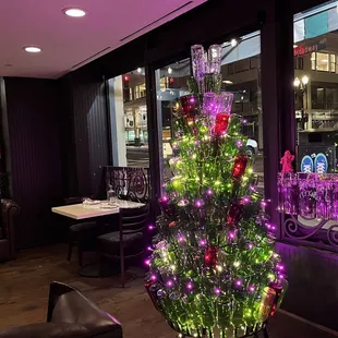 Christmas tree made out of bottles