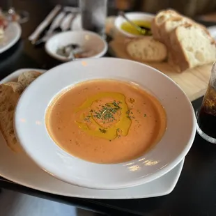 Tomato soup with olive oil and mint
