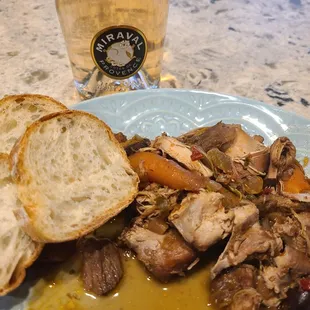 Chicken Cacciatore with bread &amp; a half bottle of Miraval Rosé