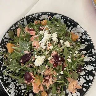 Beet and Arugula Salad with salmon