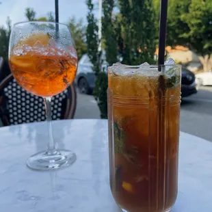 two drinks on a table