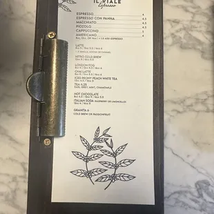 Drink menu