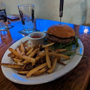 Antelope burger with fries