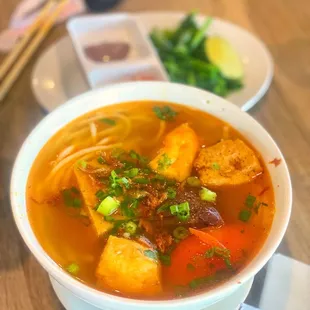 a bowl of soup on a table