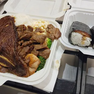 Aloha mix and spam musubi