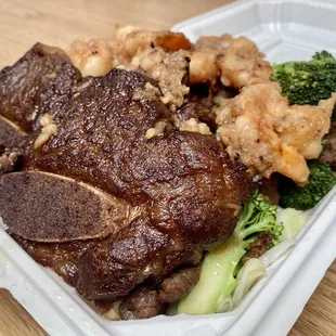 Garlic Shrimp &amp; BBQ Beef with added Short Ribs - BOMB!