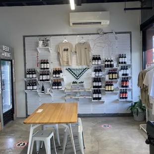 Merch and table to sit at