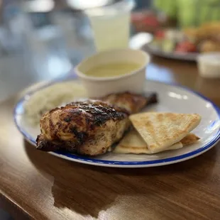 Greek Rotisserie Chicken, Rice Pilaf and Chicken Soup