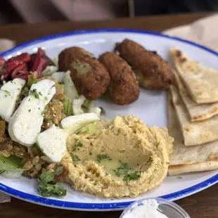 Falafel Plate/Vegan Plate humus and the golden beet salad
