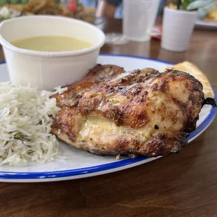 Greek Rotisserie Chicken, Rice Pilaf and Chicken Soup