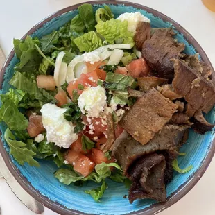 The seasonal watermelon salad with feta and gyro add on.