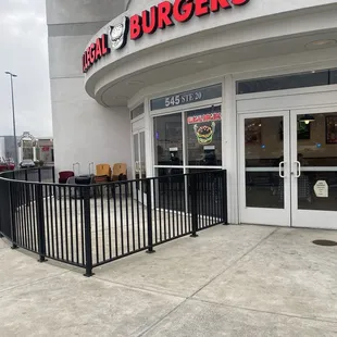 Outside seating not set up.