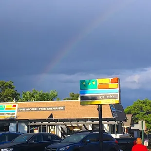 a rainbow in the sky