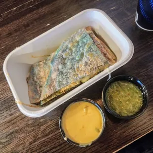 Tie Dye Carnitas Quesadilla with Queso &amp; Guac