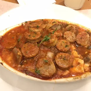 Manicotti with Italian sausage.