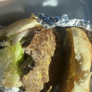 A look inside the Homemade Cheeseburger - can't imagine what kind of home this was made in.