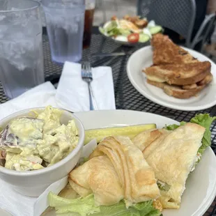 Chicken salad croissant and Potato Salad