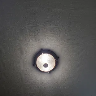 View from the hair wash areas, looking up at the ceiling. Detailing in the design on the ceiling just adds to the ambiance.