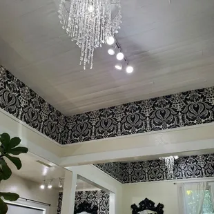 Light fixture in the main stylist area.
