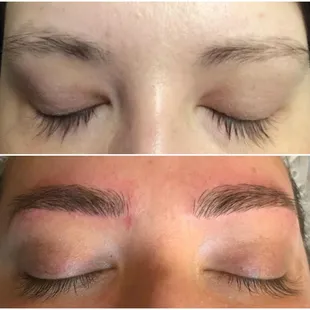 Microblading before &amp; after. This is after my first session. I have one more final touch up session to go.
