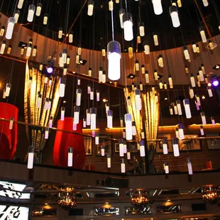 a ceiling full of lights