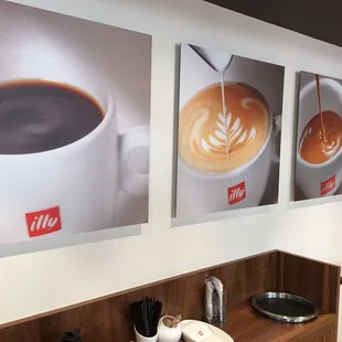 a cup of coffee on a shelf