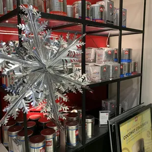 a snowflake on a shelf