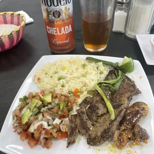 Carne Asada Regular y una rica michelada
