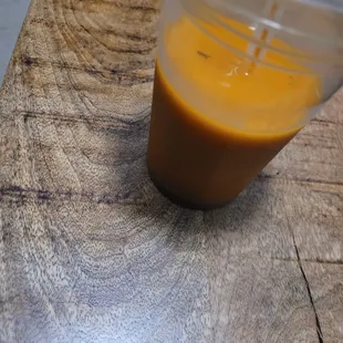 a smoothie in a plastic cup