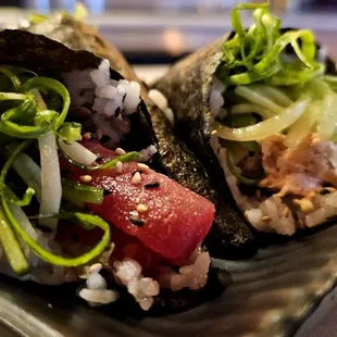 Ahi crunch and  spicy tuna