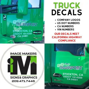 From one truck to a thousand. Let us help you identify your trucks with your personalized company logo.