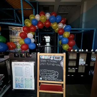 little sign with info when you look through the door when they are closed