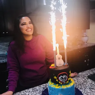 Disney's Coco movie themed cake and my girl simply in love !