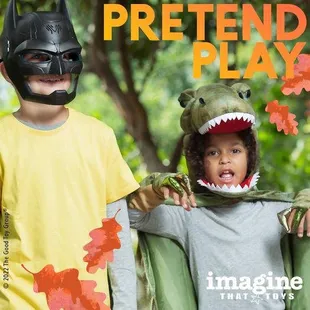 Pretend Play gives the opportunity to be anything you can imagine! Batman one minute and a dinosaur the next...