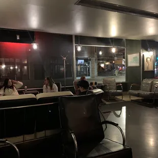 There's 4 separate coves of cozy chairs, perfect for gathering with a group!