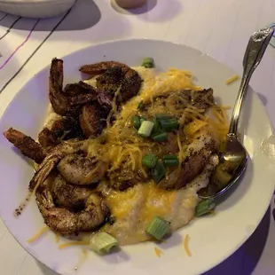 Shrimp and grits with pork belly