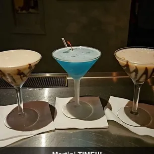 three different cocktails
