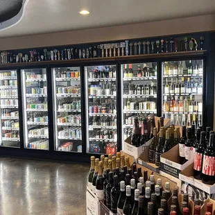 a display of wine and spirits