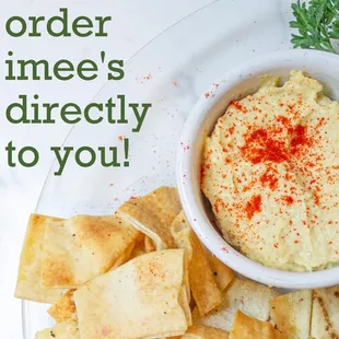 a plate of chips and dip