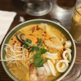 Creamy Coconut Milk Seafood Tom Yum Noodle Soup