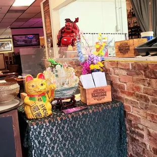 a table with a variety of food items
