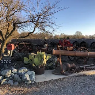 an old farm equipment