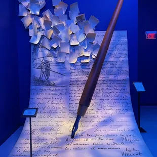 Letters from Vincent.  He wrote nearly 1,000 letters but only sold one painting during his life.  In the lobby.